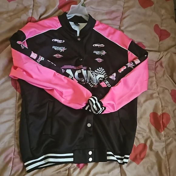 SHEIN Jackets Coats Shein Coolane Letter Graphic Colorblock